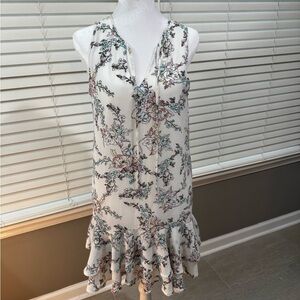 Miami Floral Ruffle Hem Mini Dress - White